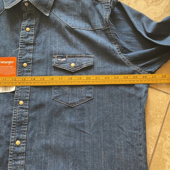 Wrangler NWT TALL Men's Long Sleeve Western Denim Workshirt - Picture 8 of 11